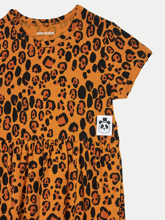 MINI RODINI Mini Rodini Vsakodnevna obleka Basic Leopard 1000008213 Rjava Regular Fit