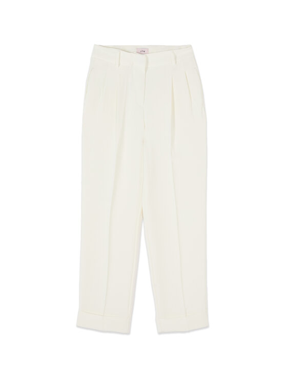 Oltre Oltre Pantaloni di tessuto P003R008871N021 Crema Regular Fit
