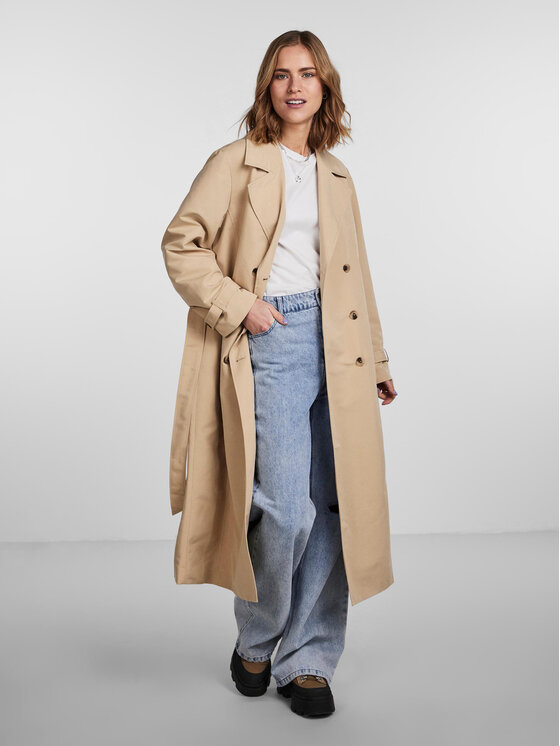 Pieces Pieces Trenčkot 17132310 Bež Regular Fit