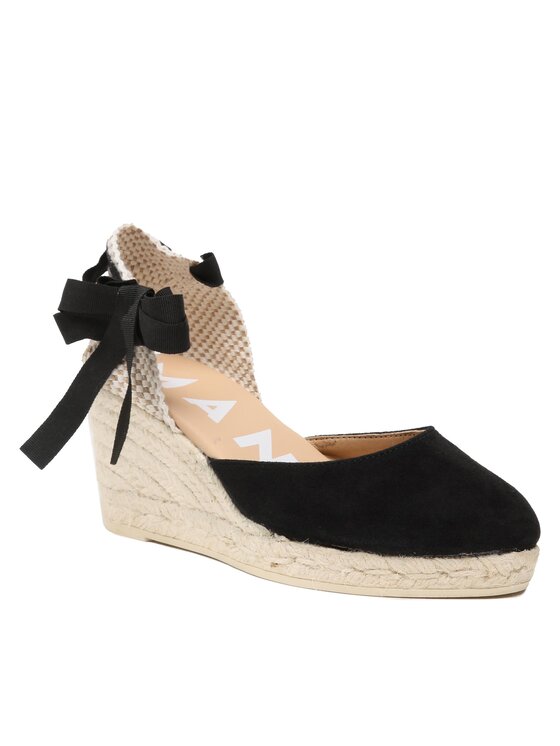 Manebi Manebi Εσπαντρίγιες Soft Suede Low Wedge Espadrilles K 1.0 WL Μαύρο