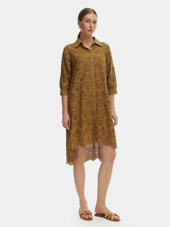 Iconique Iconique Letní šaty Ella IC26-082 Khaki Relaxed Fit