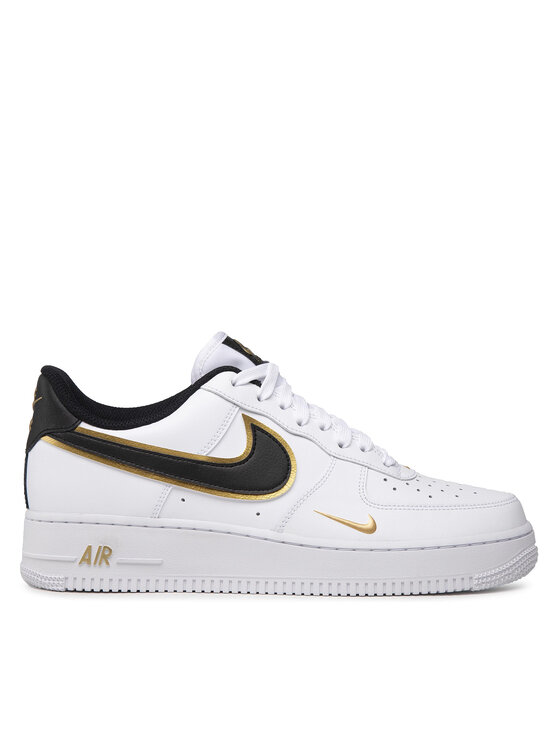 men's white and gold air force 1