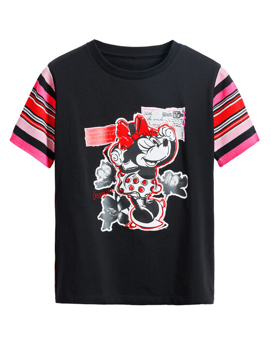 Desigual Desigual Tričko Minnie 25SWTK39 Čierna Slim Fit