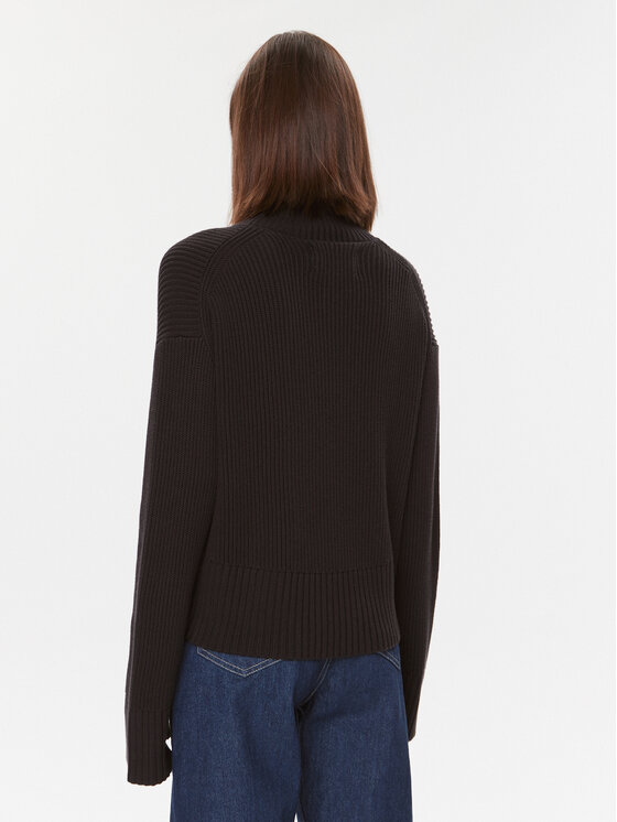 Calvin Klein Jeans Calvin Klein Jeans Bluză cu gât Label Chunky J20J222250 Negru Relaxed Fit