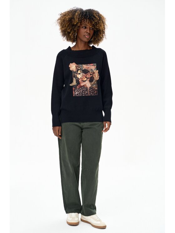 blue shadow blue shadow Sweter Xaxa Czarny Regular Fit