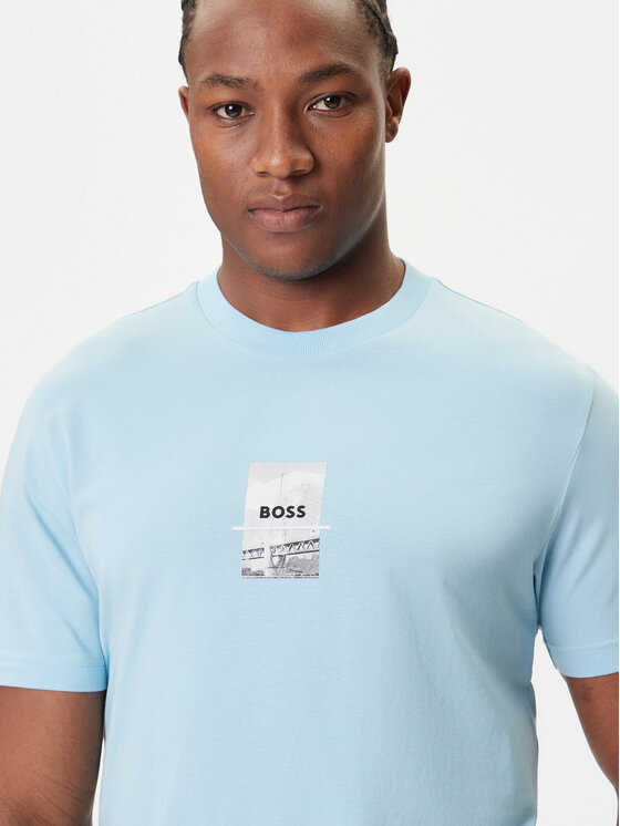 BOSS BOSS Tričko Photoprint 50545869 Modrá Relaxed Fit