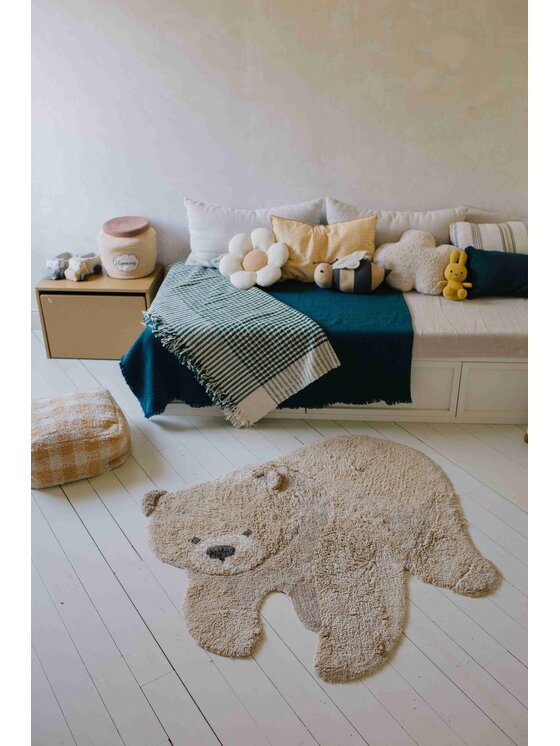 Lorena Canals Lorena Canals Dywan dziecięcy Dywan bawełniany Miś Animal Rugs Żółty
