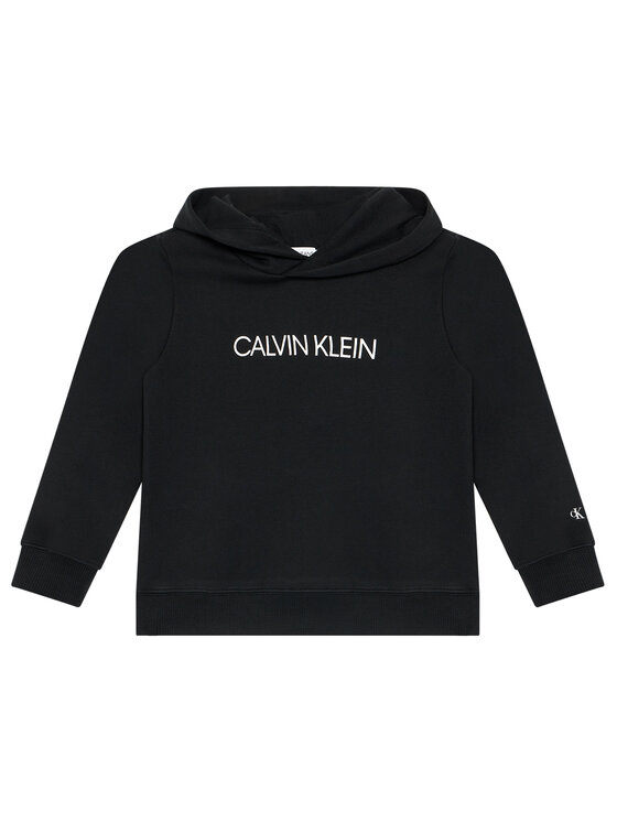 Calvin Klein Jeans Džemperis ar kapuci Institutional Logo IU0IU00163 Melns Regular Fit