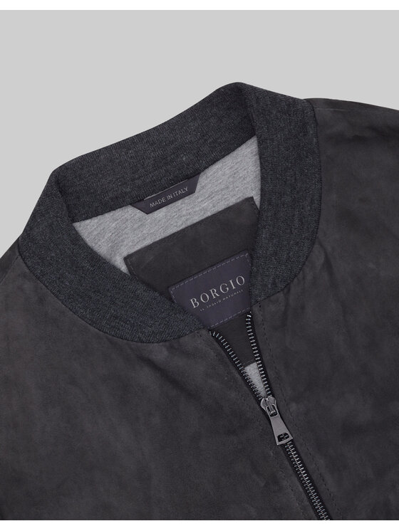 Borgio Borgio Kurtka skórzana incudine Szary Slim Fit