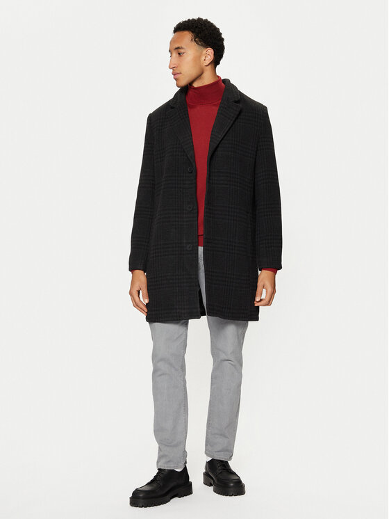 Brave Soul Brave Soul Übergangsmantel MJK-AUGUSCHECK Schwarz Regular Fit