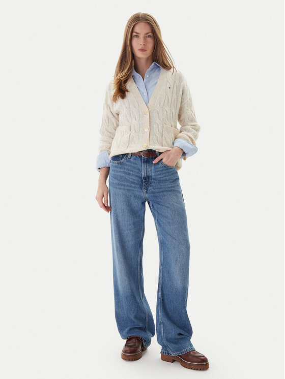 Tommy Hilfiger Tommy Hilfiger Kardigán WW0WW43089 Bézs Regular Fit