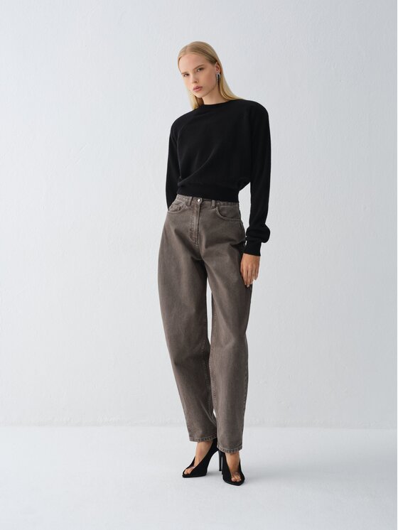 La Mania La Mania Jeansy UMI Beżowy ciemny Basic Fit
