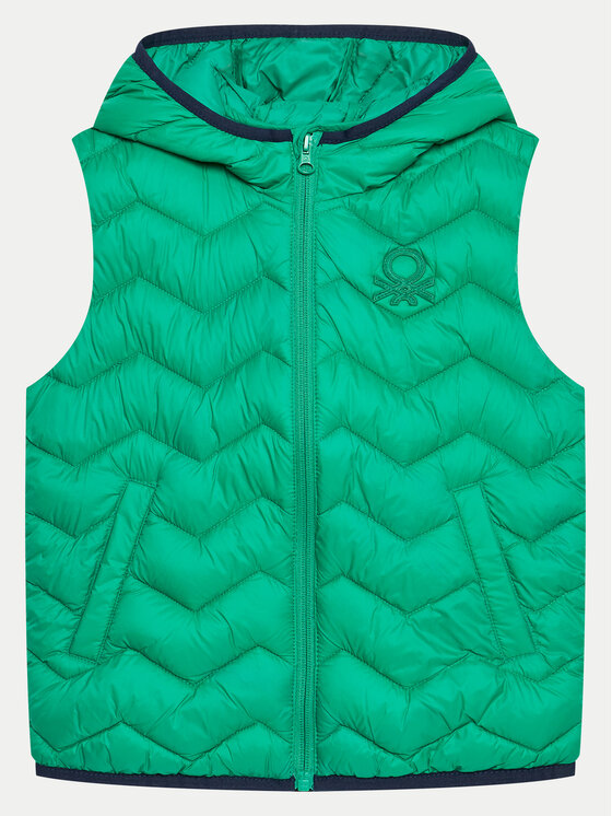 Gilet Matelassé United Colors Of Benetton Avec Capuche - Bleu, Taille 4 Ans Pour Garçon