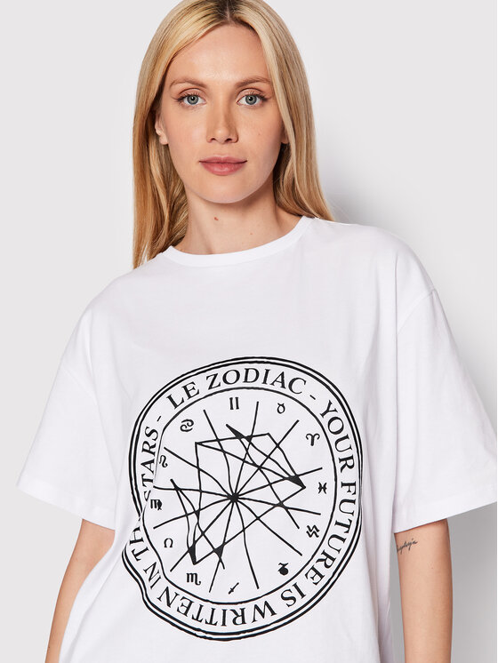 NA KD T shirt Zodiac 1100 005618 0001 003 Bianco Relaxed Fit