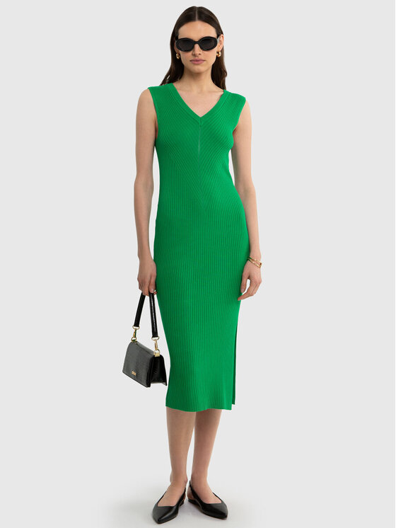 BIG STAR BIG STAR Sukienka dzianinowa ZIZILA_301_340 Zielony Slim Fit