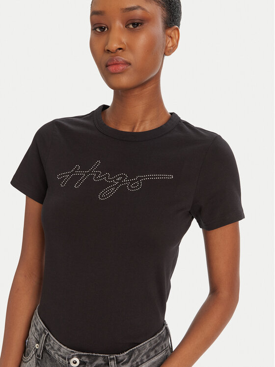 HUGO HUGO T-särk Deloris 50532137 Must Regular Fit