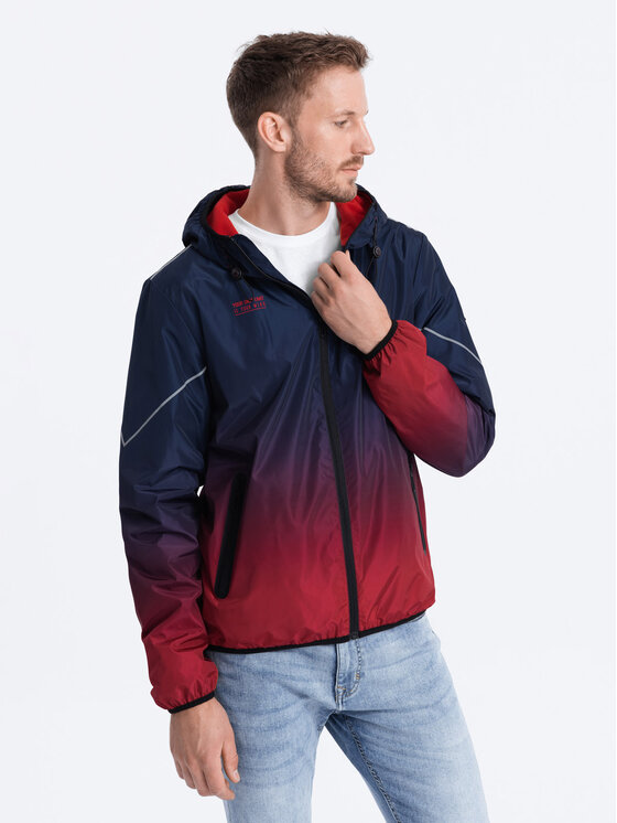 Ombre Ombre Kurtka przejściowa OM-JANP-0105 Granatowy Regular Fit