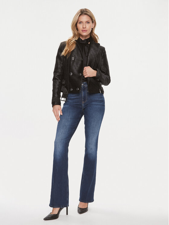 Guess Guess Jakna od imitacije kože Olivia Moto Jacket W3YL25 WFIR2 Crna Regular Fit