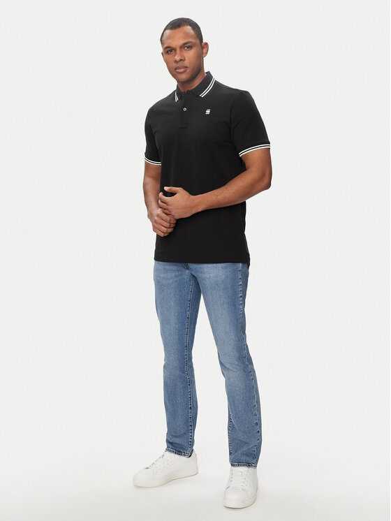 G-Star Raw G-Star Raw Тениска с яка и копчета Dunda D17127-5864 Черен Slim Fit