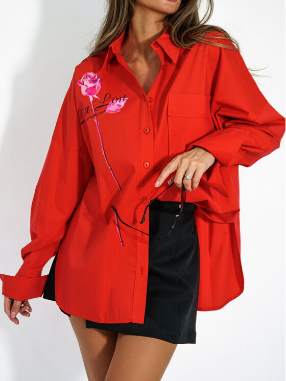 LilaLou LilaLou Koszula Chiara Czerwony Oversize