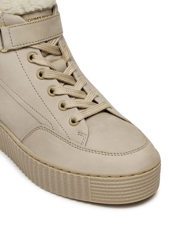 Tommy Hilfiger Tommy Hilfiger Superge Faux Fur Nubuck Low Lace-Up FW0FW08172 Bež