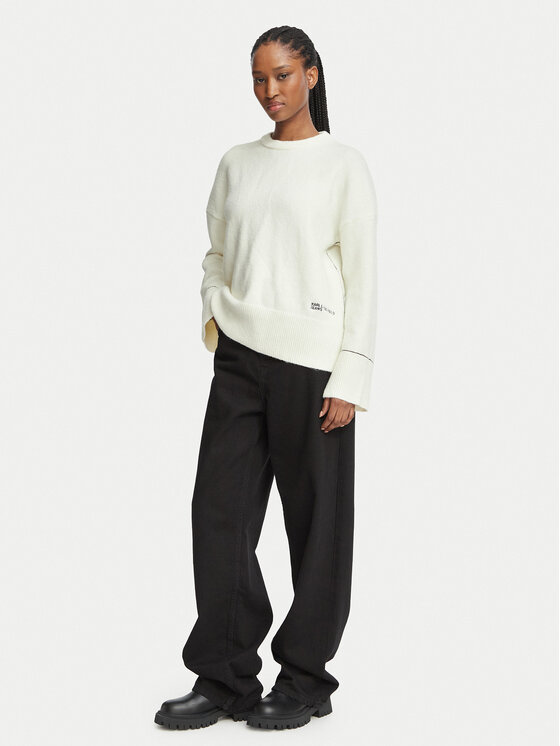 KARL LAGERFELD KARL LAGERFELD Sweter B4W18057 Kremowy Relaxed Fit