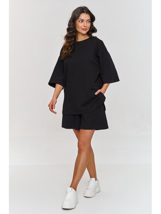 Makadamia Makadamia Dres m870 Czarny Oversize