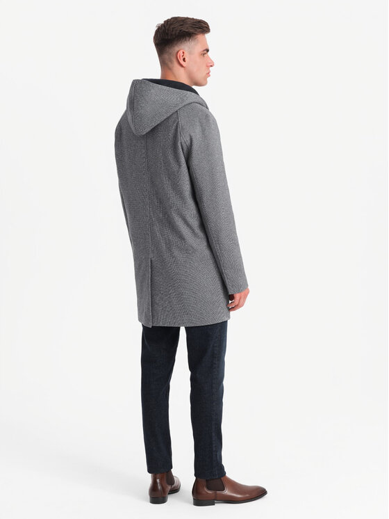 Ombre Ombre Płaszcz OM-COWC-0122 Szary Regular Fit