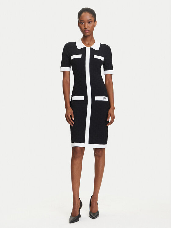 KARL LAGERFELD KARL LAGERFELD Φόρεμα υφασμάτινο A3W13036 Μαύρο Slim Fit