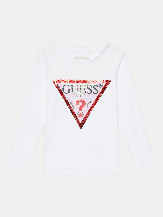 Guess Guess Bluză K4RI30 K6YW1 Alb Regular Fit