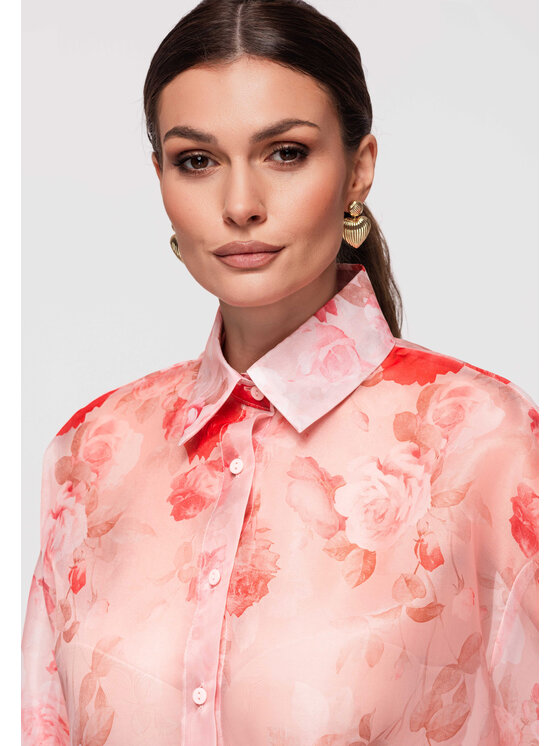 Ombre Ombre Koszula OW-SH-E0028 Różowy Oversize