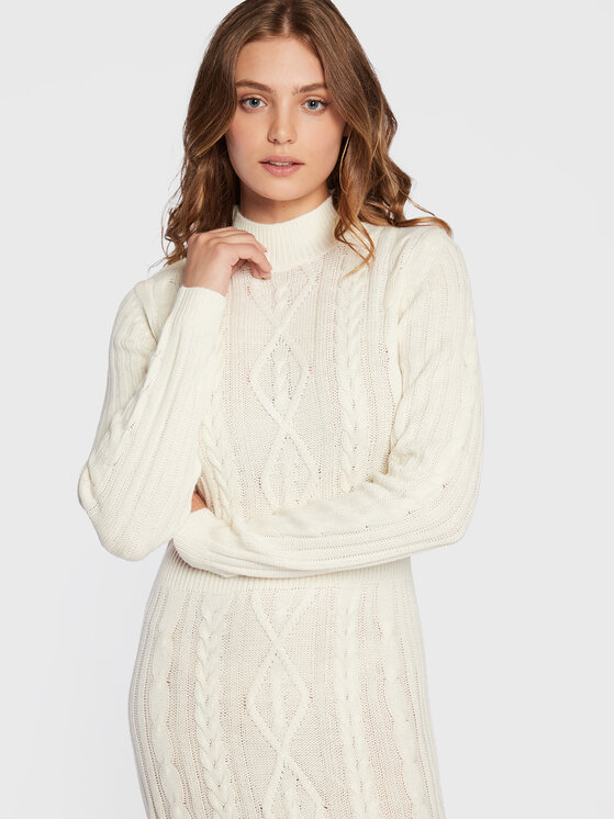 Brave Soul Brave Soul Плетена рокля LKD-230BRIDEN Бял Regular Fit