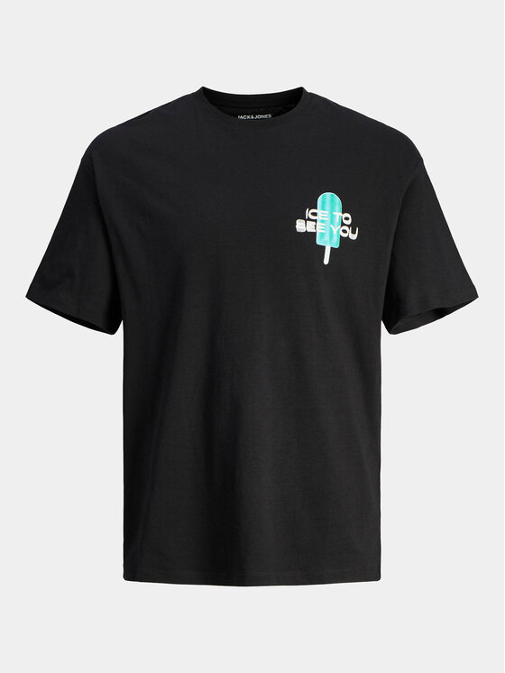 Jack&Jones Jack&Jones T-shirt Jorfrutti 12256926 Crna Wide Fit