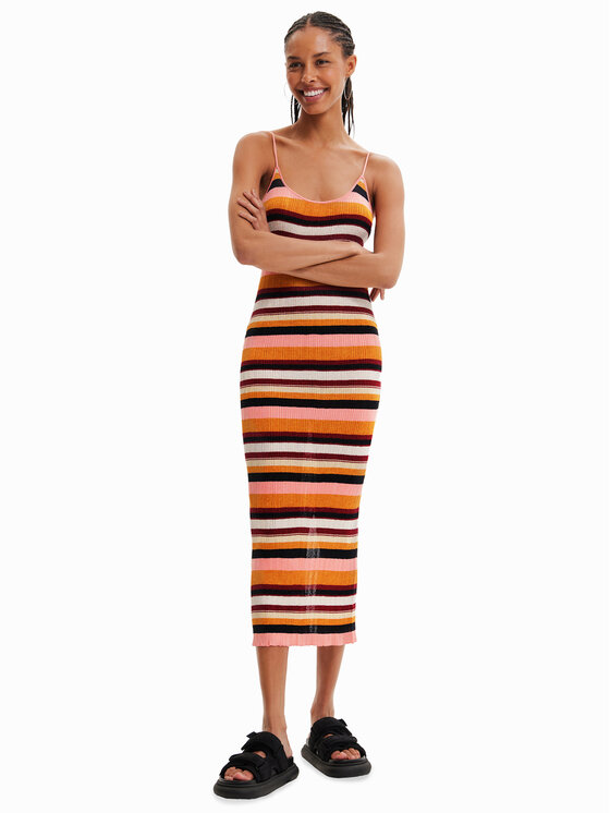 Desigual Desigual Rochie de vară 23SWVF11 Portocaliu Slim Fit