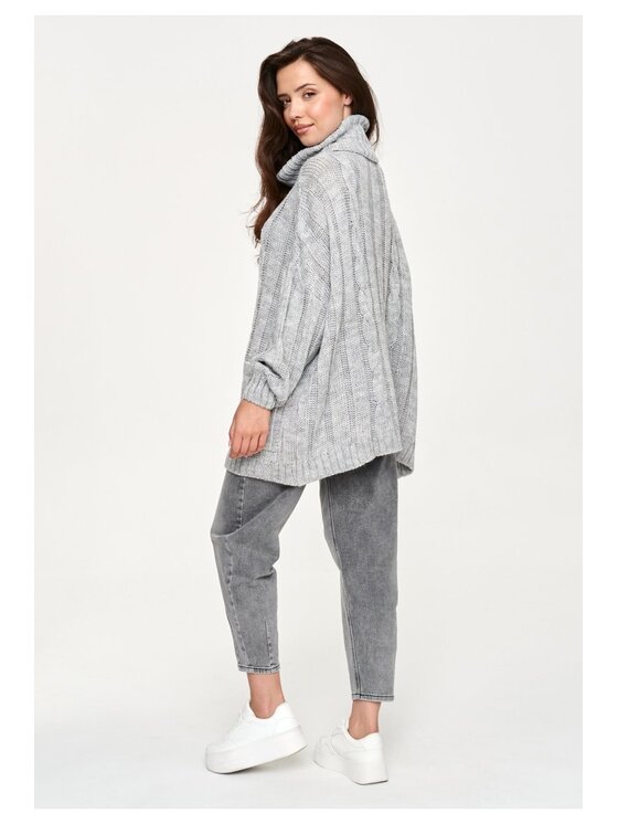 Makadamia Makadamia Sweter S179 Szary Loose Fit