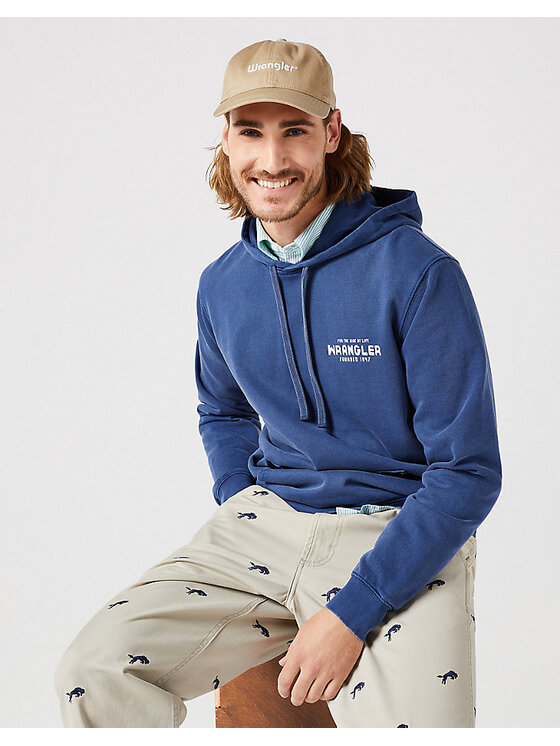 Wrangler Wrangler Bluza GRAPHIC HOODIE Niebieski Loose Fit