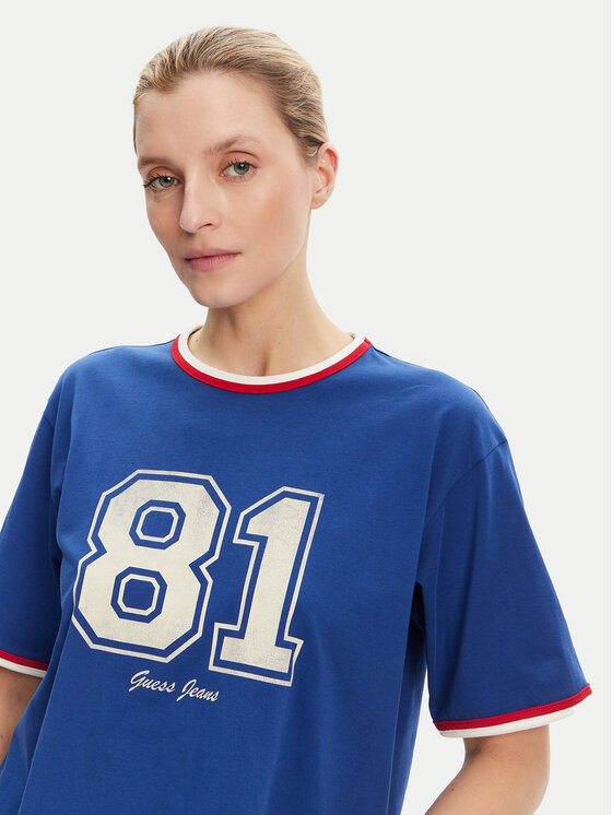 Guess Jeans Guess Jeans Tricou W5YI19 K8HM0 Albastru Regular Fit