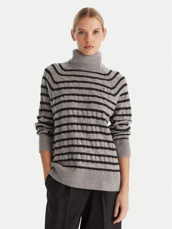 Tommy Hilfiger Tommy Hilfiger Bluză cu gât WW0WW46791 Gri Regular Fit