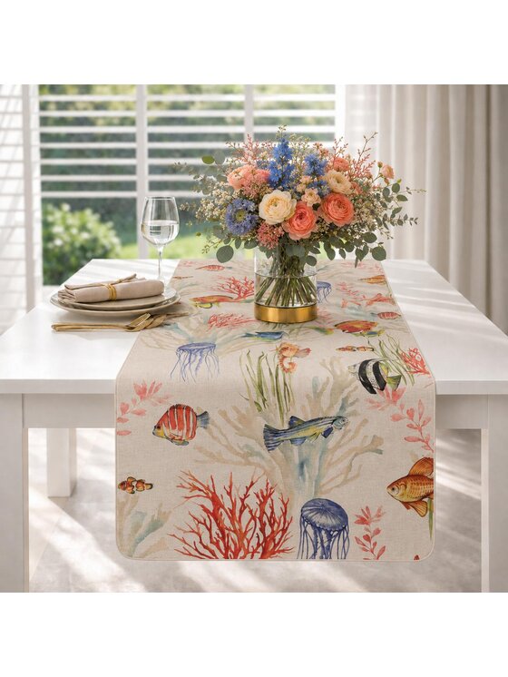 Roseberry Home Roseberry Home Obrus śródziemnomorski Riviera Garden Beżowy