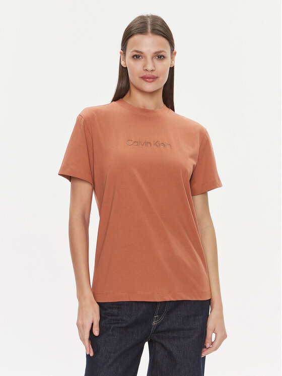 Calvin Klein Calvin Klein Majica Hero Logo K20K205448 Rjava Regular Fit