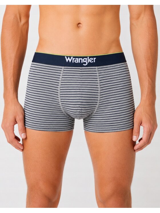 Wrangler Wrangler Bokserki Sand 3 Pack Cotton Elastane Trunks Niebieski