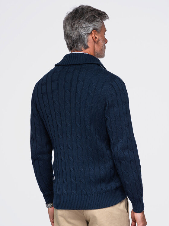 Ombre Ombre Kardigan OM-SWCD-0196 Granatowy Regular Fit