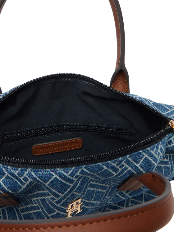 Tommy Hilfiger Tommy Hilfiger Дамска чанта Popette Mini Tote Denim Flag AW0AW18612 Син
