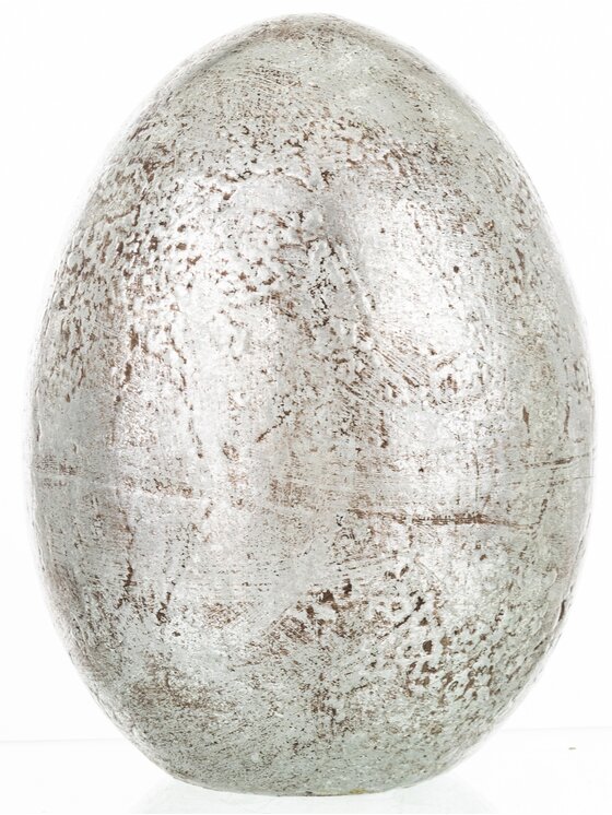 MIAhome MIAhome Figurka srebrne jajko z ceramiki 25,5x16 cm MONNI - II Srebrny