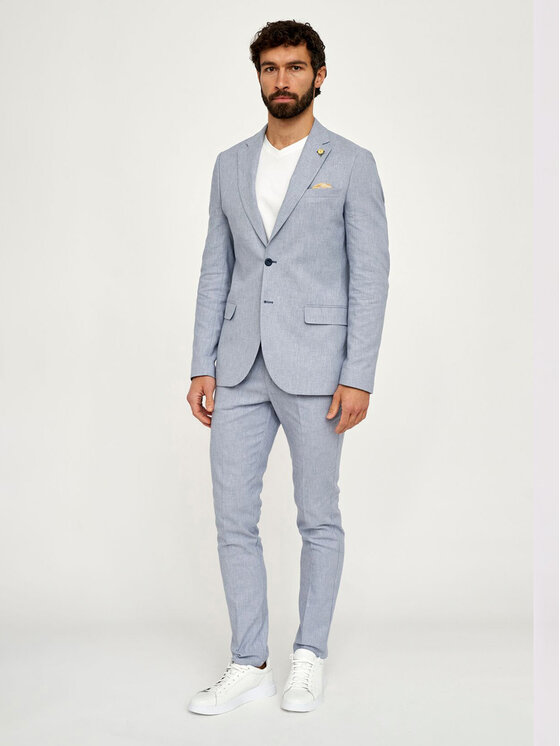 VILLARO VILLARO Spodnie garniturowe SPOMAR716 Niebieski Regular Fit