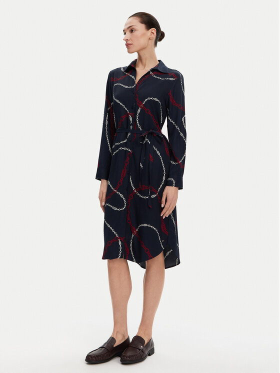 Tommy Hilfiger Tommy Hilfiger Marškinių tipo suknelė WW0WW44665 Tamsiai mėlyna Regular Fit