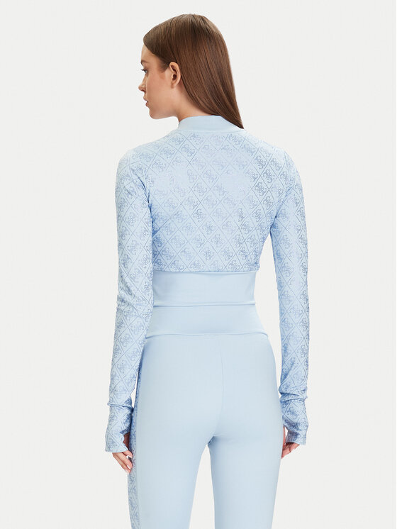 Guess Guess Bluză W5BP48 K7182 Albastru celest Slim Fit
