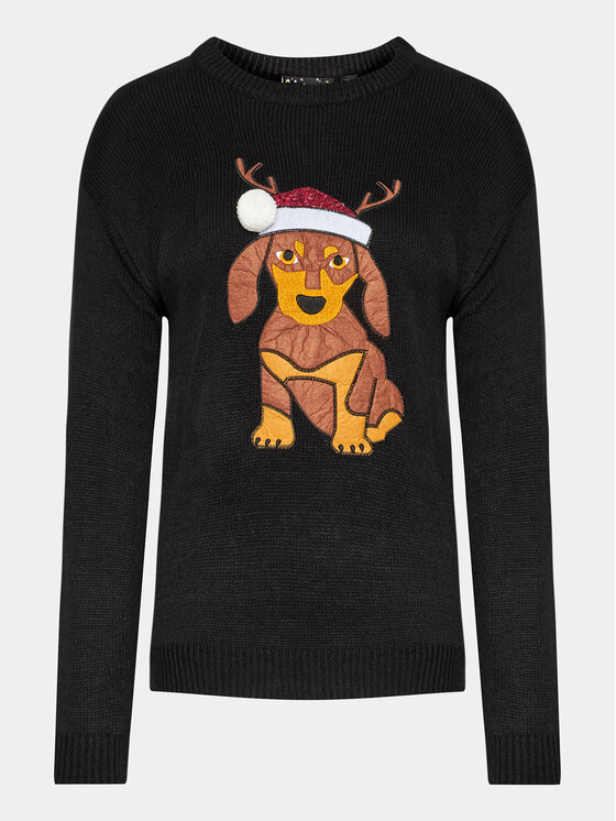 Brave Soul Brave Soul Pulover LKX-230XMASDOG Črna Regular Fit