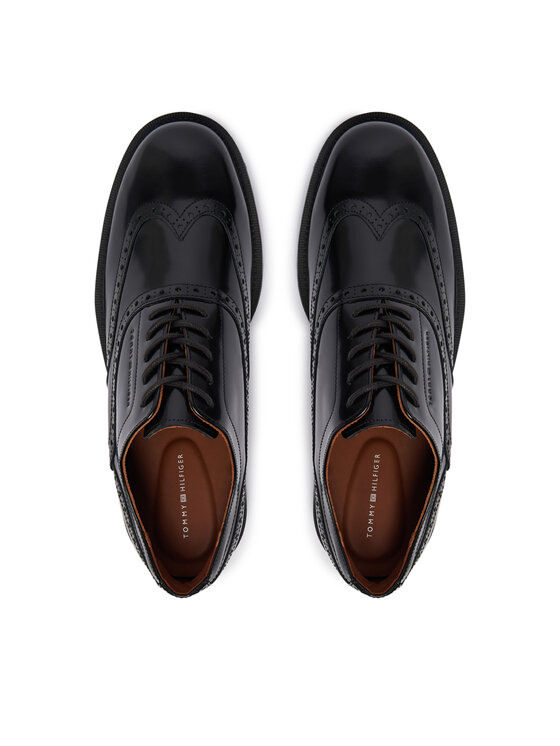 Tommy Hilfiger Tommy Hilfiger Scarpe basse Lth Abrasivato Brogue Shoe FM0FM06078 Nero