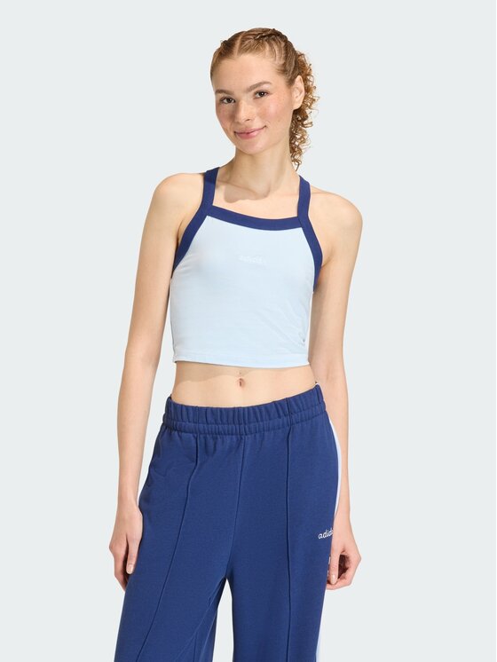 adidas adidas Top 158661 Błękitny Slim Fit